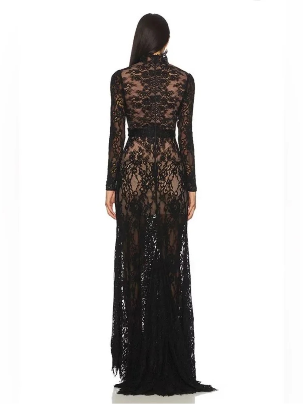 Black Lace Cutout Evening Gown - Picture 4 of 12